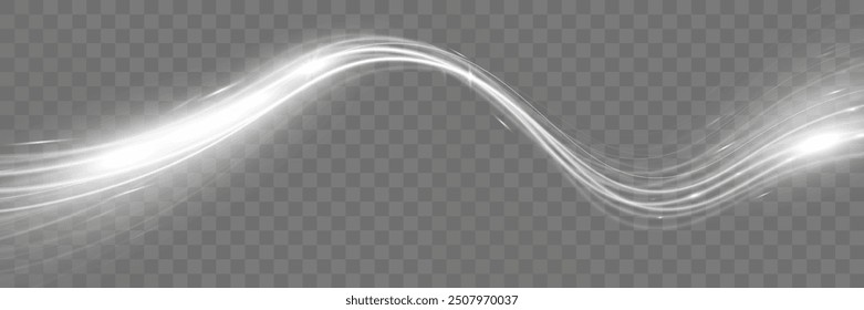 White blur trail wave, circle silver line of light speed.Vector illustration.