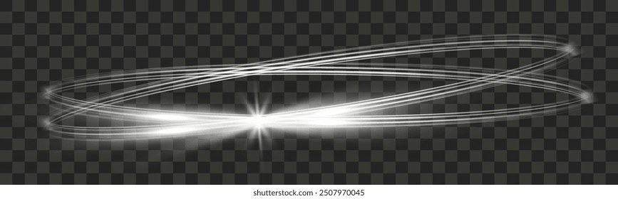 White blur trail wave, circle silver line of light speed.Vector illustration.