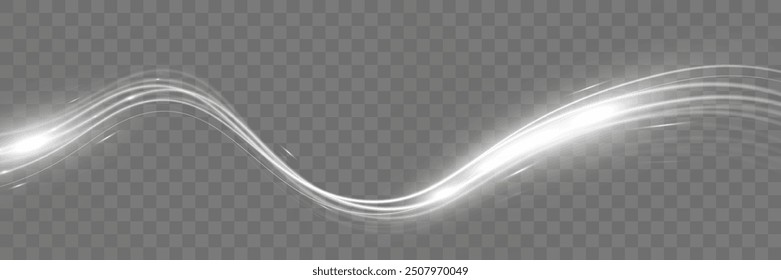 White blur trail wave, circle silver line of light speed.Vector illustration.