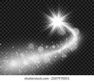 White blur trail wave, circle silver line of light speed.Vector illustration.
