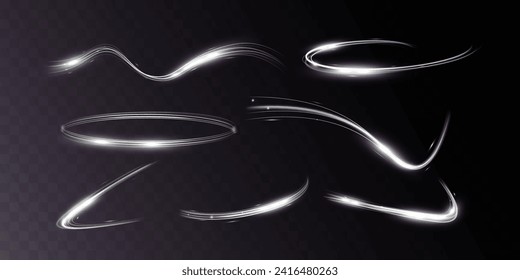 White blur trail wave,wavy silver line of light speed.Vector illustration.