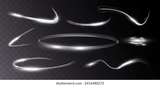 White blur trail wave,wavy silver line of light speed.Vector illustration.