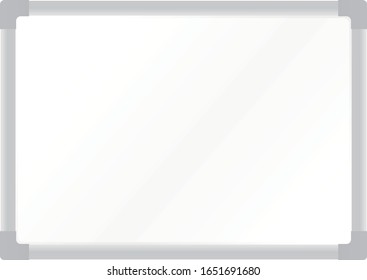 White board with aluminum frame. vector illustration.