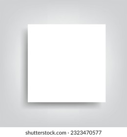 White board banner with shadow on gray background. Light paper backdrop template. Simple square design mockup element