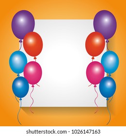 white board empty with frame balloons decoration