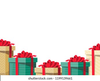 White board with gift boxes. Vector illustration / background.