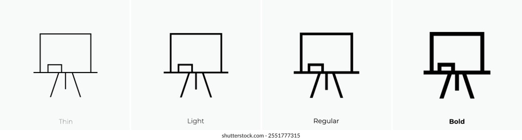ícone do quadro branco. Design fino, leve, regular e negrito, isolado no fundo branco