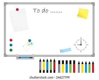 White board with stationery