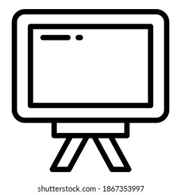 icono de línea vectorial de pizarra blanca, icono de escuela y educación