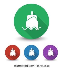 White Boat icon in different colors set