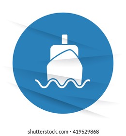 White Boat icon label on wrinkled paper