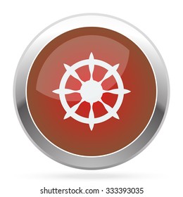 White Boat Wheel icon on red web app button
