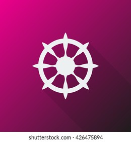 White Boat Wheel icon on pink background