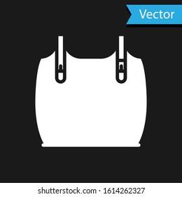 White Body armor icon isolated on black background.  Vector Illustration