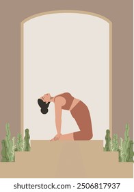 White body positive woman doing yoga poster 