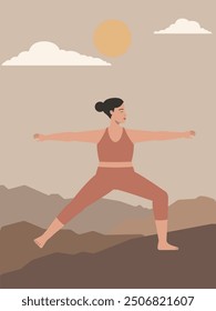 White body positive woman doing yoga outisde poster 