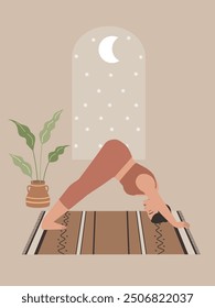 White body positive woman doing yoga poster 