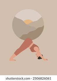 White body positive woman doing yoga poster