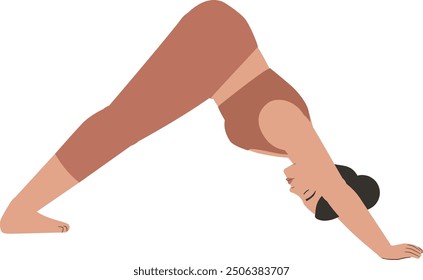 White body positive woman sun salutation yoga pose