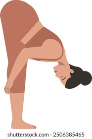 White body positive woman sun salutation yoga pose