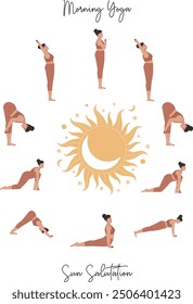 White body positive woman sun salutation poster 