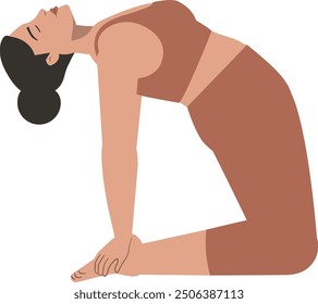 White body positive woman yoga pose