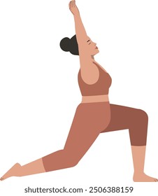 White body positive woman yoga pose