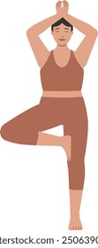 White body positive woman yoga pose