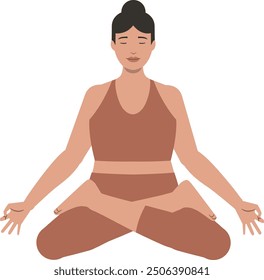 White body positive woman yoga pose