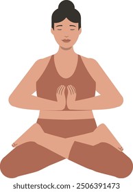 White body positive woman yoga pose