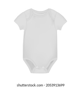 White bodysuit for babies. Realistic illustration