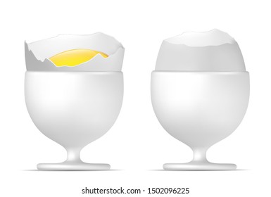 White boiled egg and egg cup