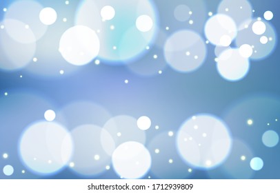 Weißer Bokeh-Hintergrund. Blaues, weiches, hellblaues Tapete. Abstrakter Hintergrund Bokeh unscharf. Leuchtender Bokeh-Lichteffekt. Vektorillustration.