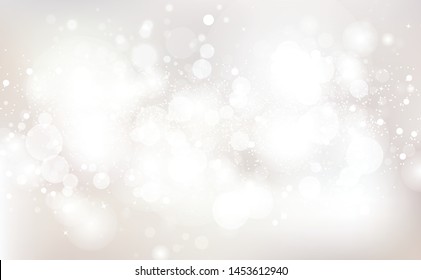 White Bokeh background, shooting stars shimmer sparkle light shiny vector