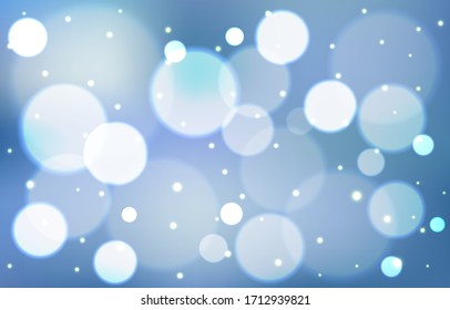 White bokeh blue background. Soft blur light effect wallpaper. Abstract background bokeh blurred. Shiny bokeh light effect. Vector illustration.