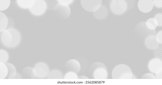 White bokeh frame, blurry background, festive decoration.