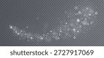 White bokeh light swirl isolated on transparent background. Vector realistic illustration of glitter trail with shimmering particles, magic fairy dust, sparkling snow effect, holiday confetti twinkle