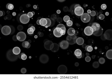 White bokeh lights isolated. Vector background with silver sparkles