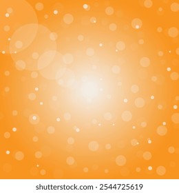 White bokeh lights on orange background. bokeh lights. circle shapes. bokeh abstract background. christmas light. festive designs. glowing light. shining dust. spark overlay