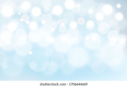 White Bokeh Sky background. Soft white blurred light Sparkle wallpaper. Abstract background bokeh. Shiny bokeh light. Vector illustration.