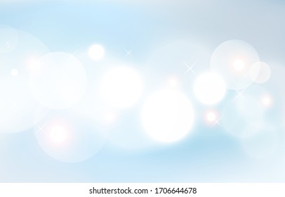 White Bokeh Sky background. Soft white blurred light Sparkle wallpaper. Abstract background bokeh. Shiny bokeh light. Vector illustration.