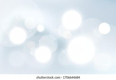 White Bokeh Sky background. Soft blur light Sparkle wallpaper. Abstract background bokeh blurred. Shiny bokeh light snow effect. Vector illustration.