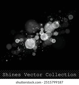 White bokeh stardust lights on transparent background, vector design element with universal colors, easy to edit, will add festive mood to your project