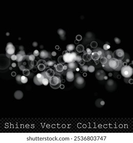 White bokeh stardust lights on transparent background