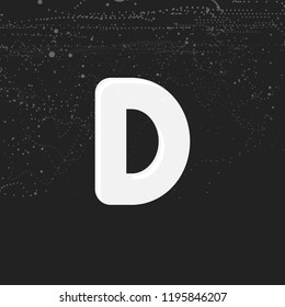 White bold letter D. Round and soft corners letter. Vector illustration. Monogram template.
