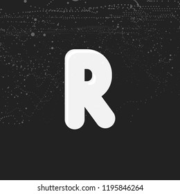 White bold letter R. Round and soft corners letter. Vector illustration. Monogram template.