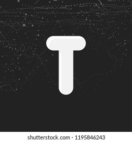 White bold letter T. Round and soft corners letter. Vector illustration. Monogram template.