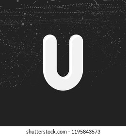 White bold letter U. Round and soft corners letter. Vector illustration. Monogram template.
