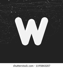 White bold letter W. Round and soft corners letter. Vector illustration. Monogram template.