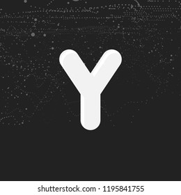 White bold letter Y. Round and soft corners letter. Vector illustration. Monogram template.